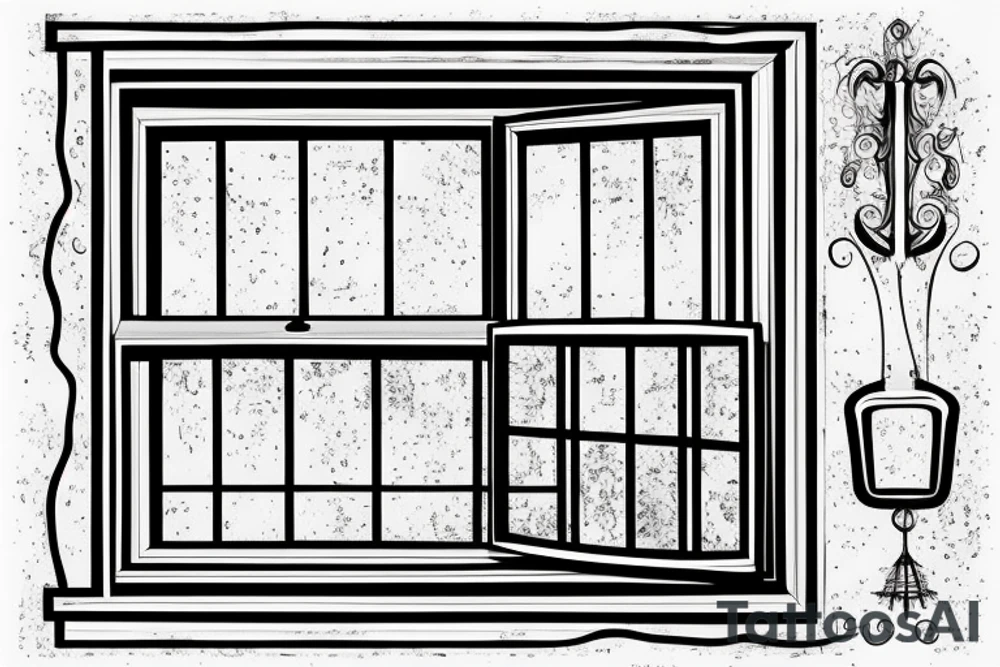 squared classic window. inside the window there is a sea tattoo idea squared classic window. inside the window there is a sea tattoo idea