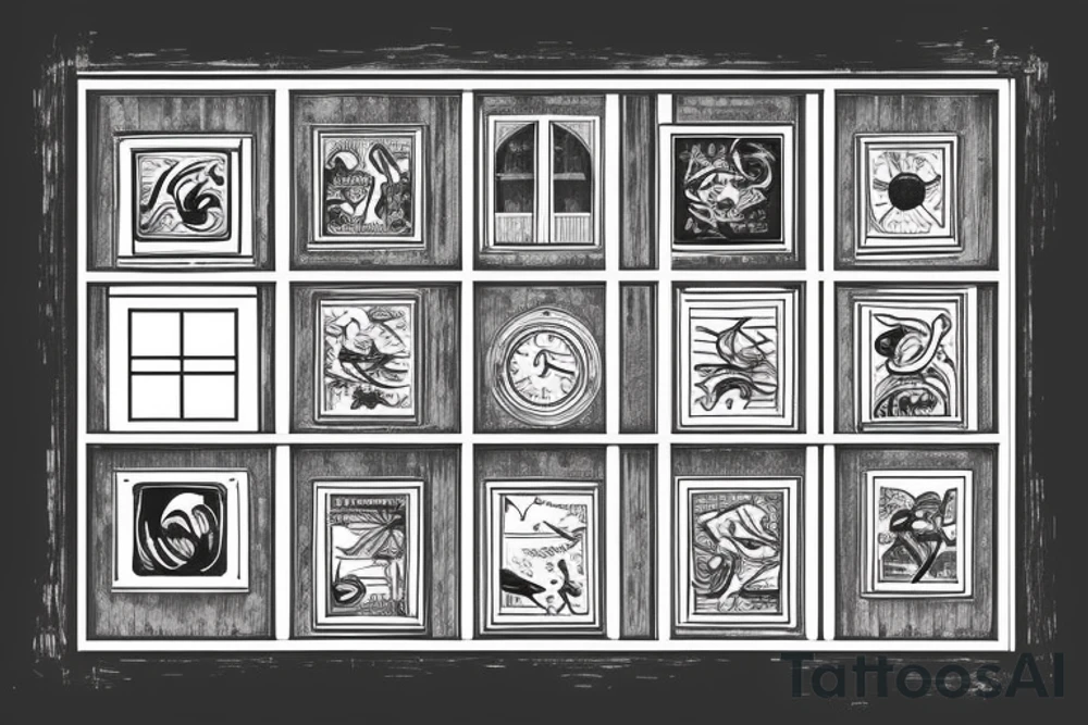 squared classic window. inside the window there is a sea tattoo idea squared classic window. inside the window there is a sea tattoo idea