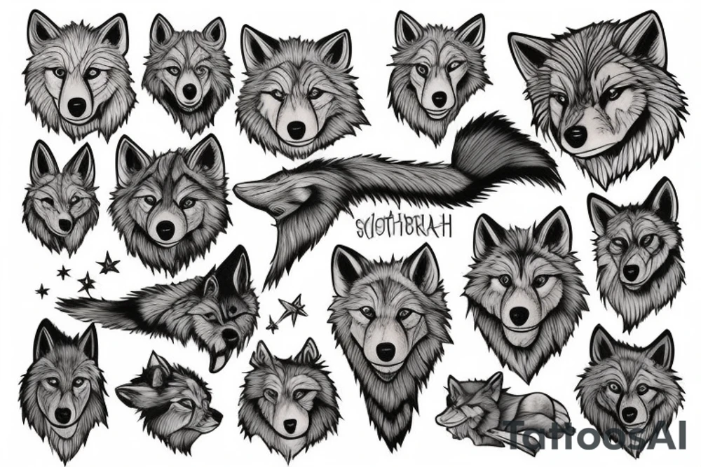 Scottish wolf tattoo idea