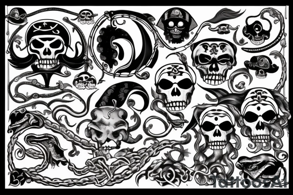 pirate ship with kraken tattoo idea