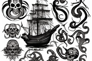 pirate ship with kraken tattoo idea