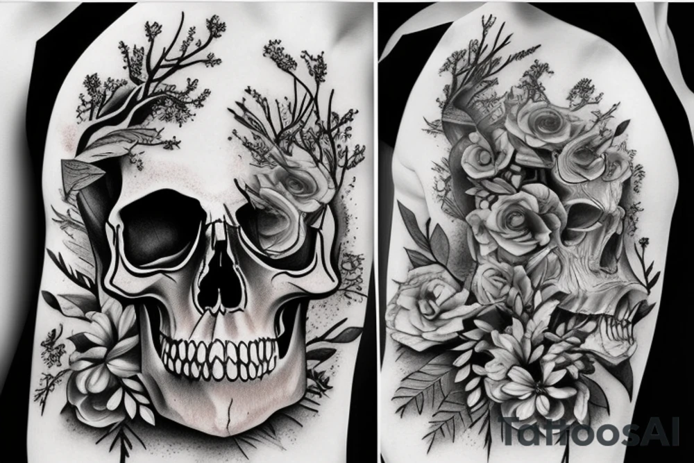Skull fused into the forrest tattoo idea