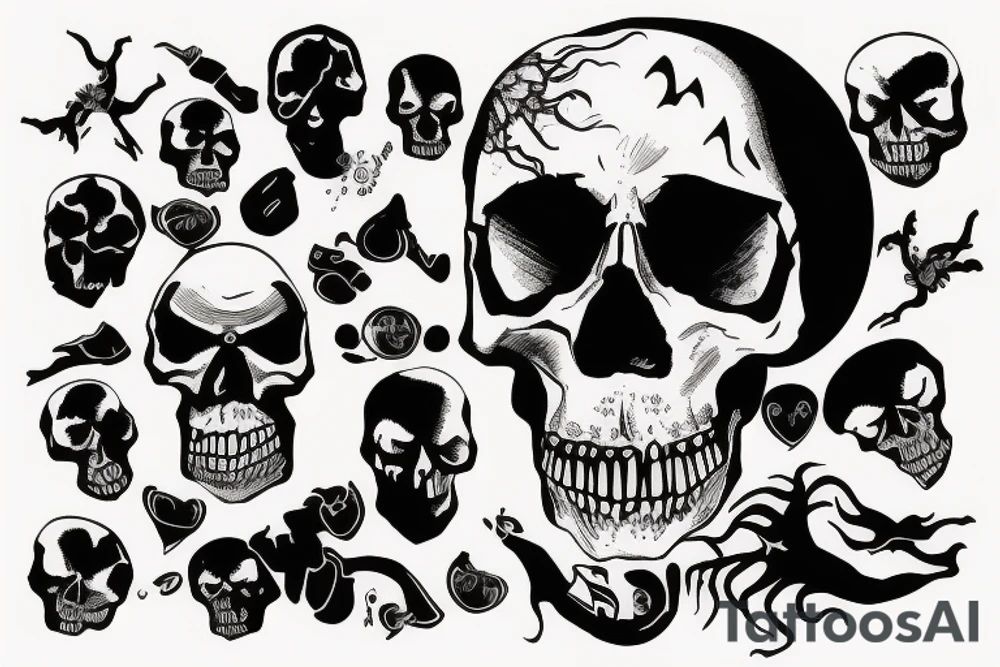 Man walking from the dark with skull tatto on his face tattoo idea