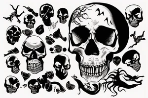 Man walking from the dark with skull tatto on his face tattoo idea