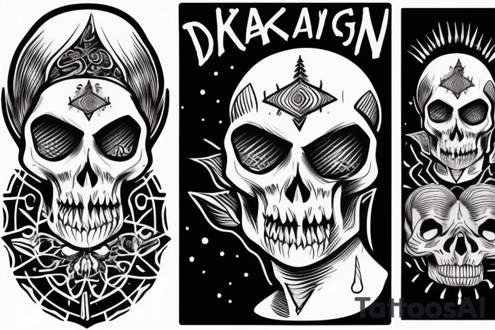 Man walking from the dark with skull tatto on his face tattoo idea
