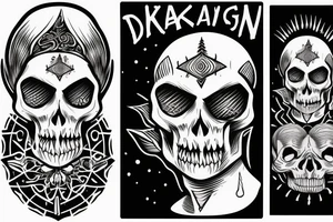 Man walking from the dark with skull tatto on his face tattoo idea