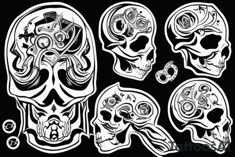 Man walking from the dark with skull tatto on his face tattoo idea