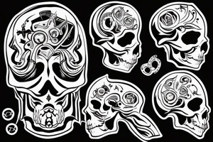 Man walking from the dark with skull tatto on his face tattoo idea