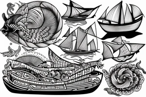 Ocean and boat tattoo idea