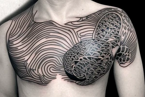 Koi fish chest tattoo idea