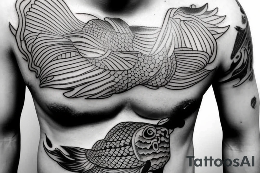 Koi fish chest tattoo idea