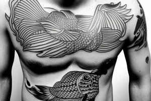Koi fish chest tattoo idea