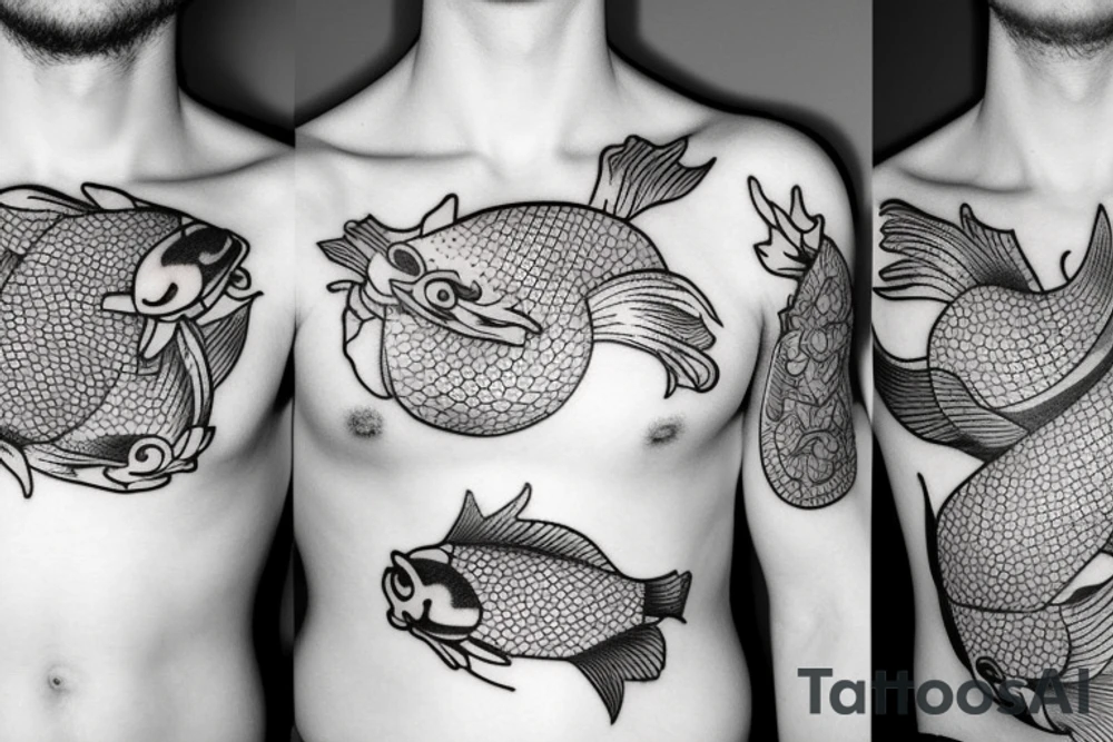 Koi fish chest tattoo idea