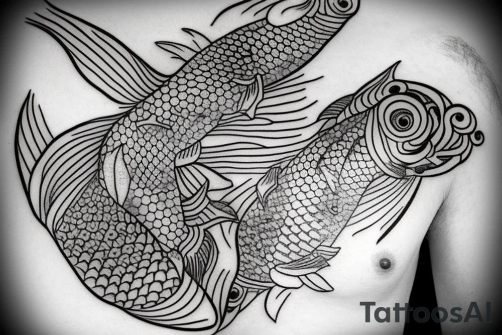 Koi fish chest tattoo idea