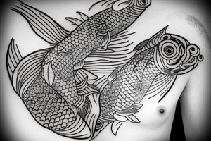 Koi fish chest tattoo idea