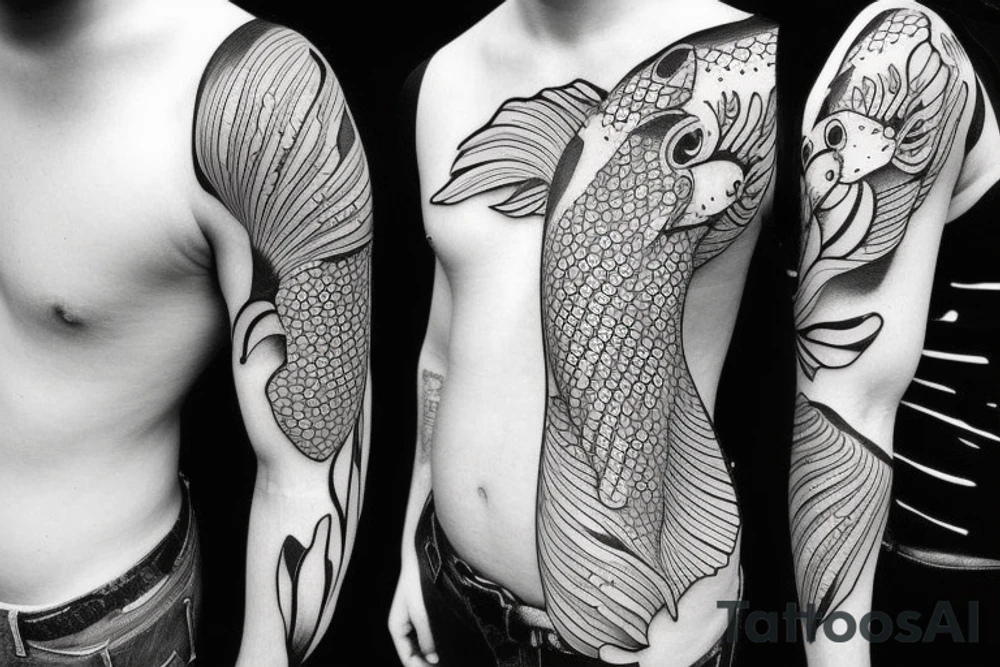 Koi fish shoulder tattoo idea