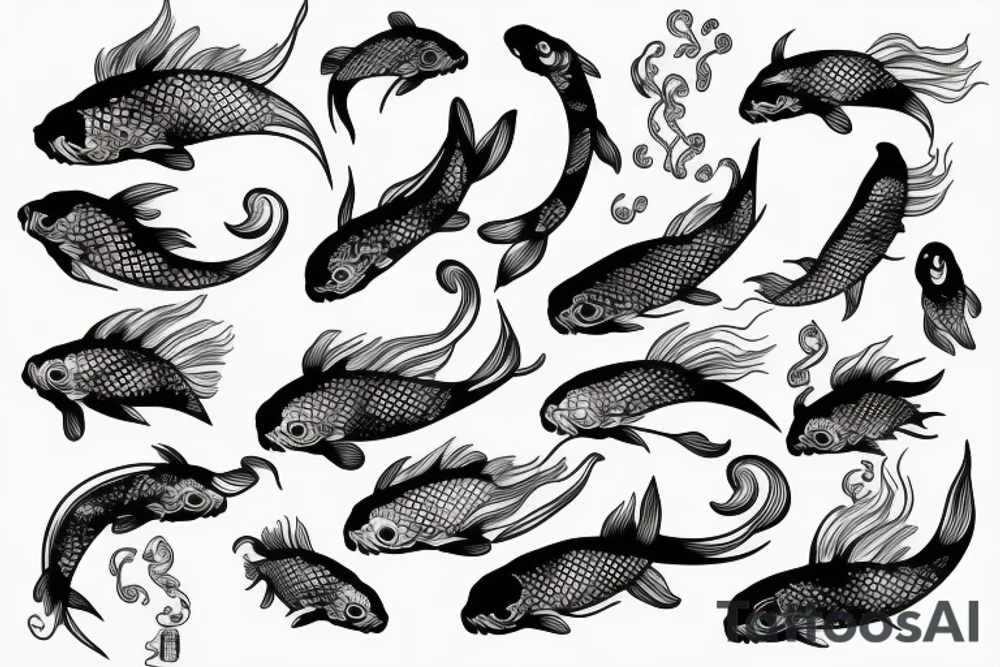 Koi fish and waves tattoo idea