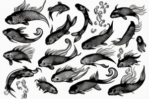 Koi fish and waves tattoo idea