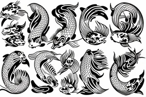 Koi fish and waves tattoo idea