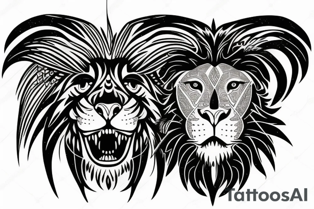 A lion mixed with an Eagle blended together tattoo idea