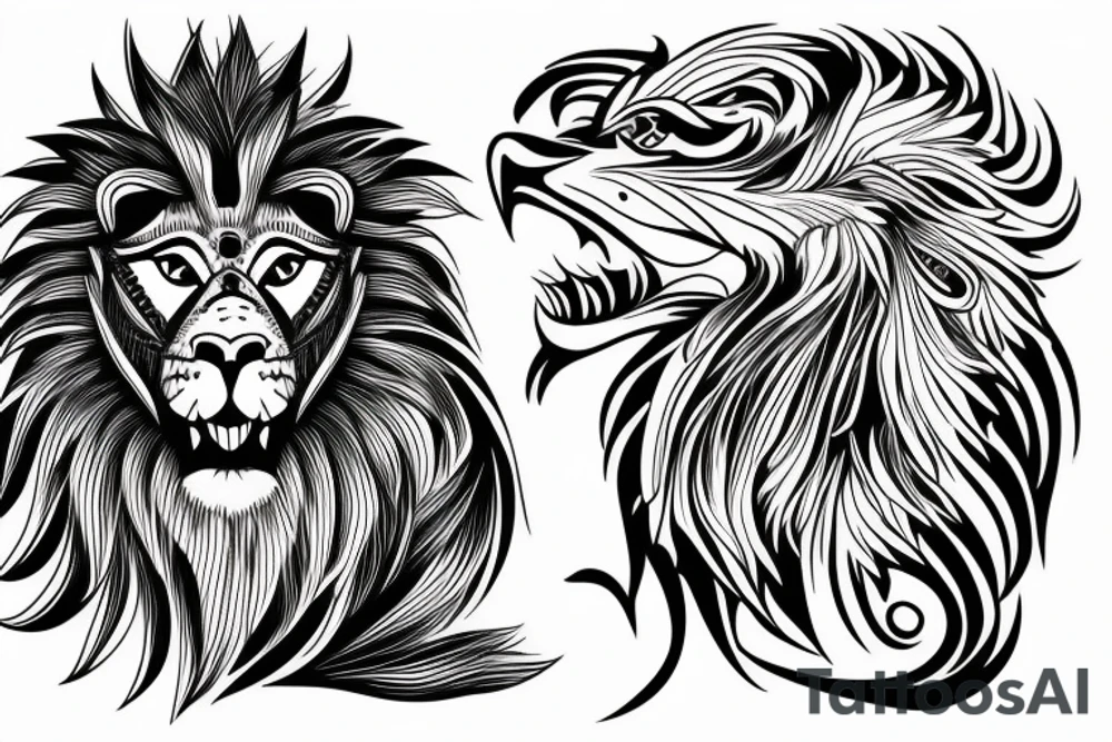 A lion mixed with an Eagle blended together tattoo idea