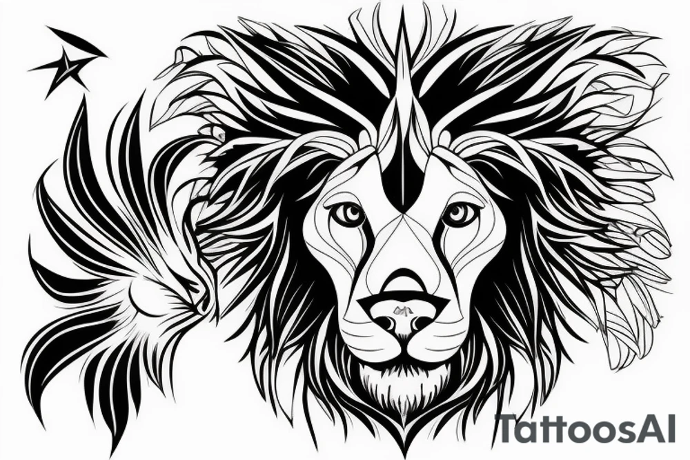 A eagle mixed with a lion meshed together as one tattoo idea