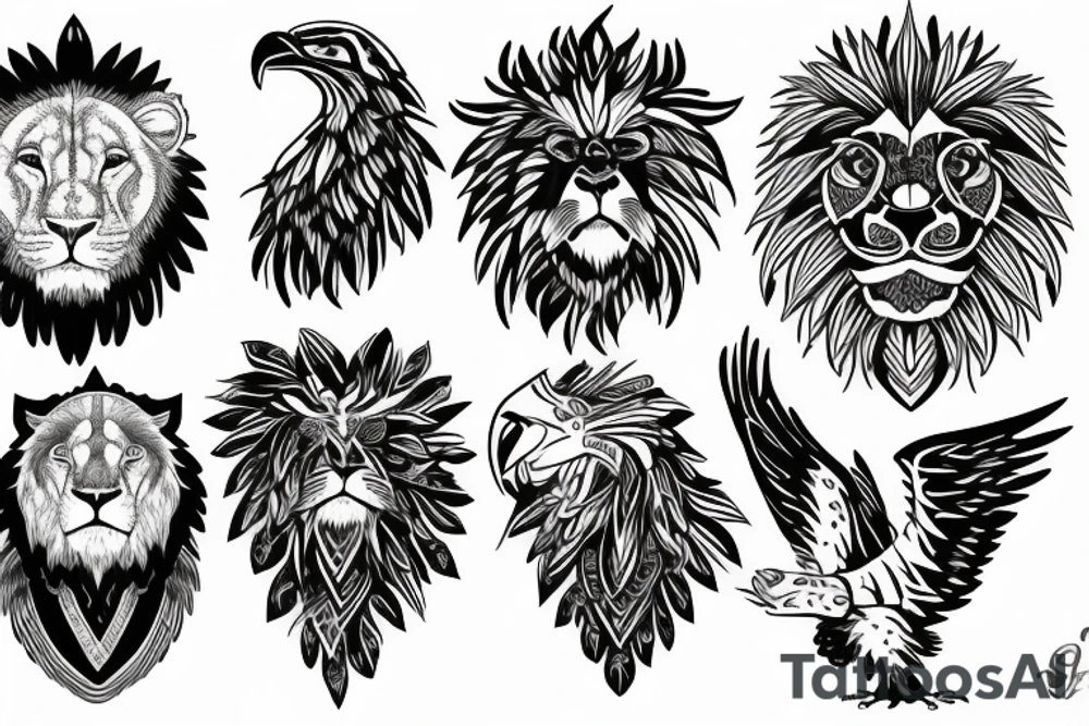 A eagle and a lion tattoo idea