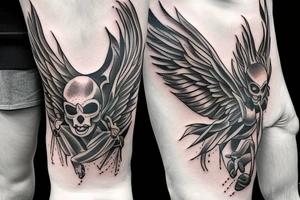 on Back Italy Devil Angel Staircase tattoo idea