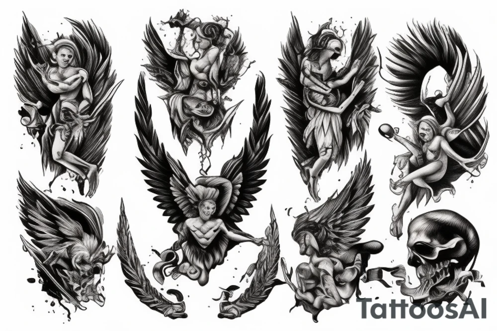 on Back Italy Devil Angel Staircase tattoo idea