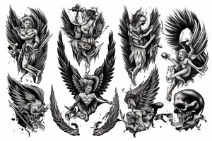 on Back Italy Devil Angel Staircase tattoo idea