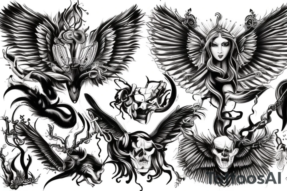 Italy Devil Angel on back tattoo idea