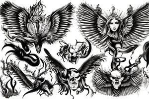 Italy Devil Angel on back tattoo idea