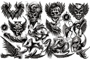 Italy Devil Angel on back tattoo idea