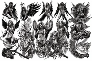 War angel and demon on back tattoo idea