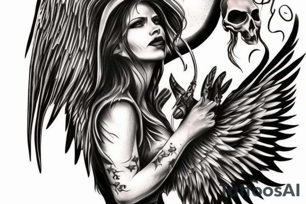War angel and devil realistic tattoo idea