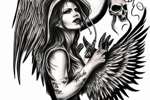 War angel and devil realistic tattoo idea