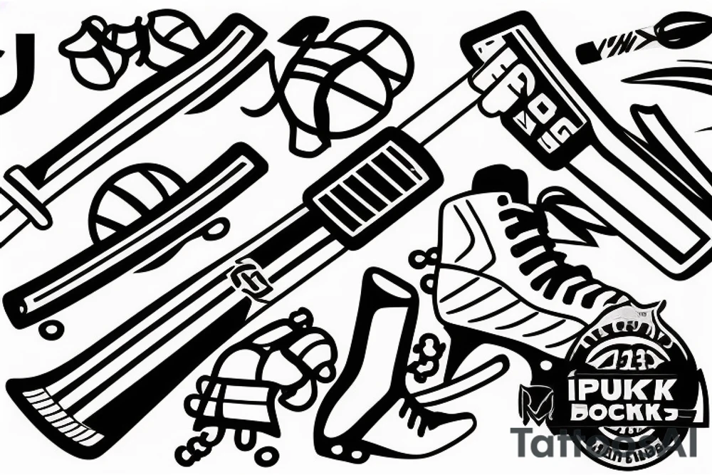 Icehockey stick with puck and number 34 tattoo idea