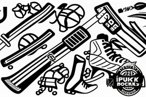 Icehockey stick with puck and number 34 tattoo idea