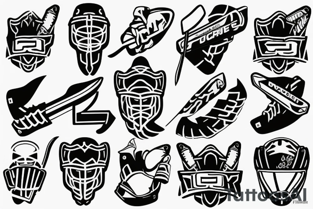 Icehockey stick with puck and number 34 tattoo idea