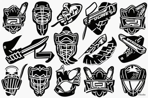 Icehockey stick with puck and number 34 tattoo idea