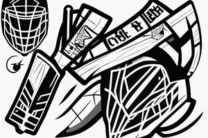 Ice Hockey stick with goalie mask tattoo idea