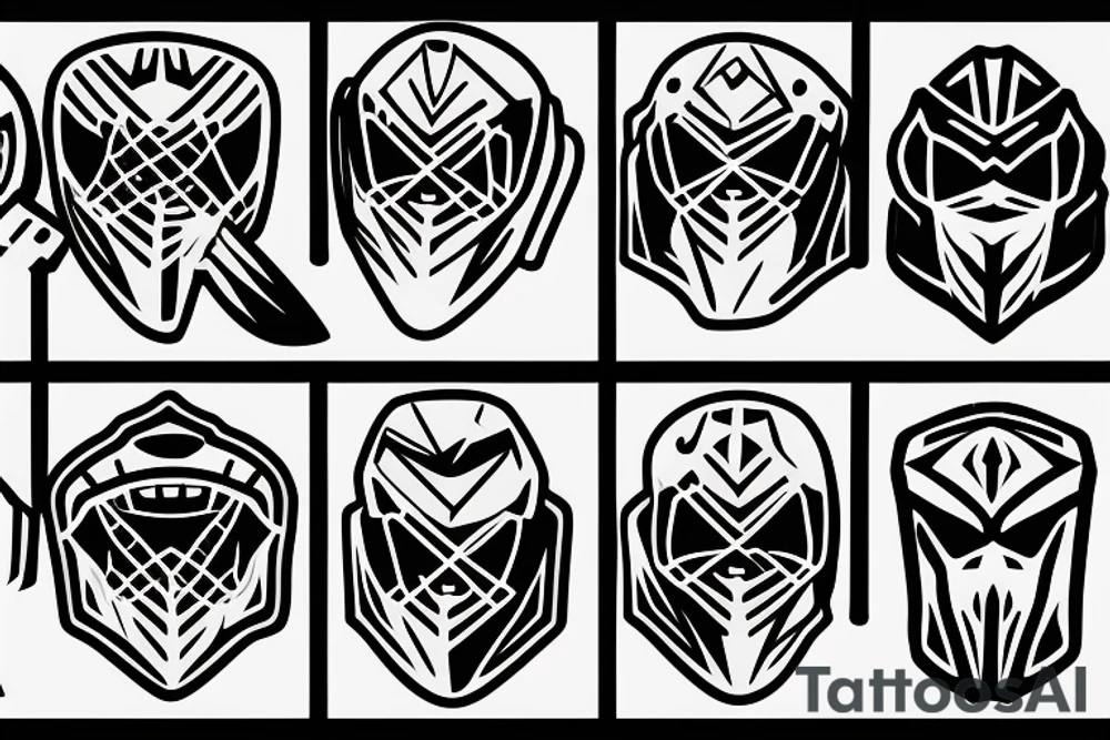 Ice Hockey stick with goalie mask tattoo idea