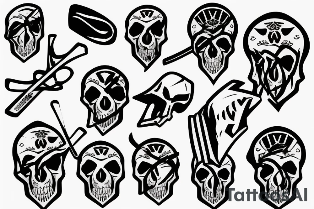 ice hockey stick with skull tattoo idea