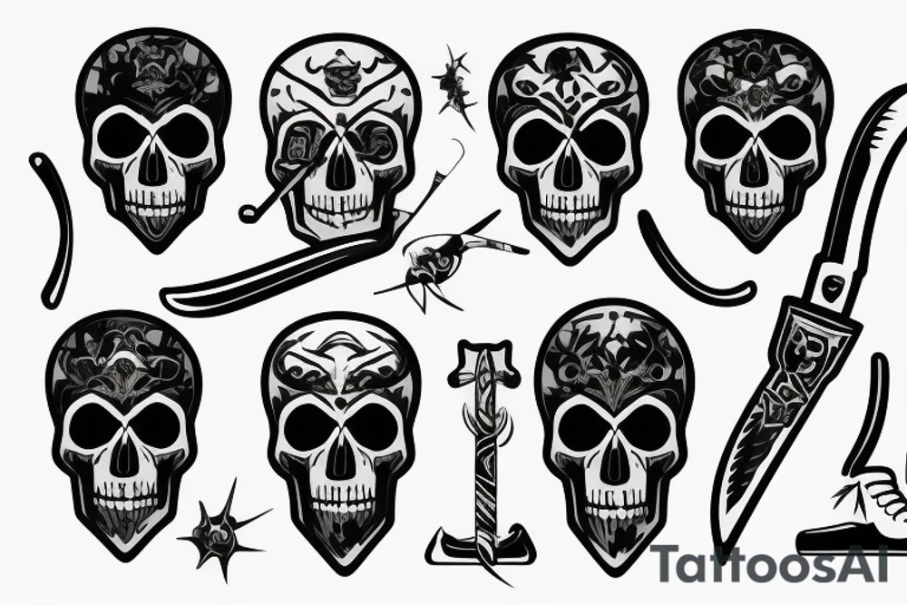 ice hockey stick with skull tattoo idea