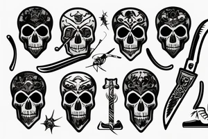 ice hockey stick with skull tattoo idea