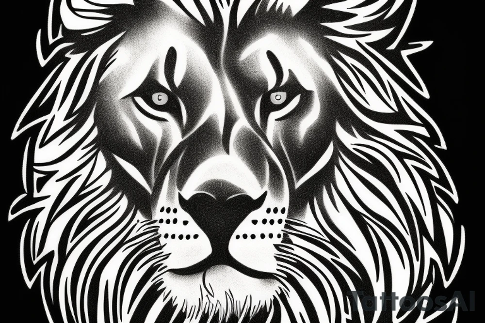 lion 3/4 view black and grey with cub tattoo idea