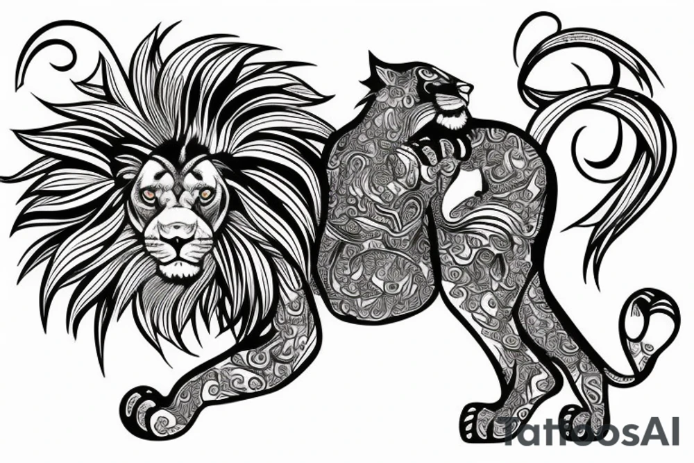 lion with cub tattoo idea