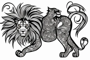 lion with cub tattoo idea