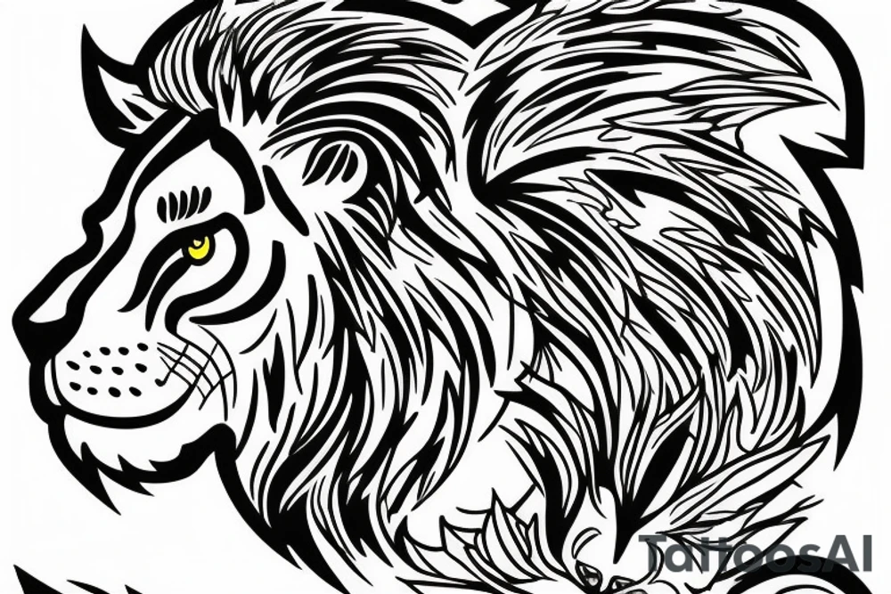lion with cub tattoo idea