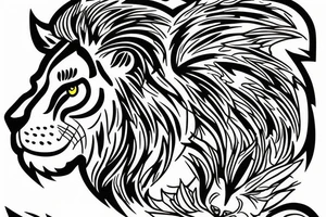lion with cub tattoo idea